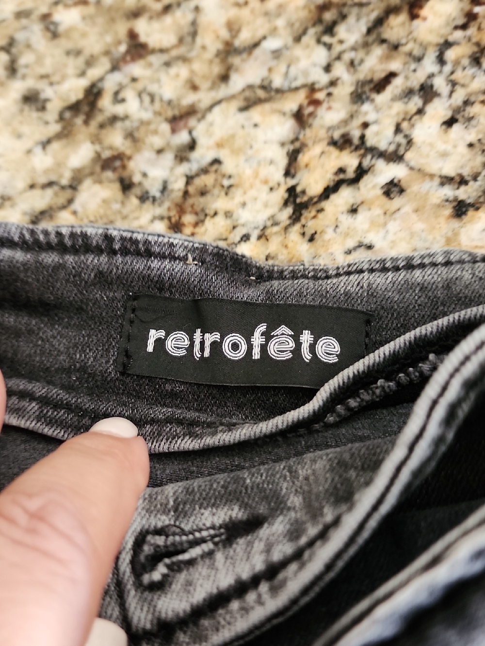 Retrofete Willa  Mini Skirt Revolve Black Denim Wash Sz Small  Italy - Picture 5 of 10
